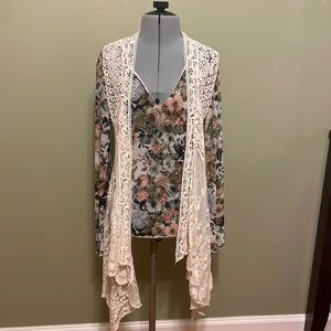 Women’s S: small Lace Front Open Sleeveless Vest made by Pink Cattlelac